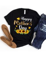 Happy Mother's Day Sunflower Floral Mom Mommy Grandma Womens Shirt Unisex Standard T-Shirt black s